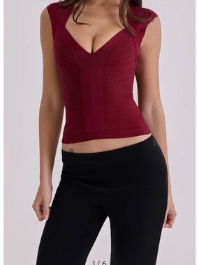 House of CB Icon Top Burgundy Ribbed Sleeveless